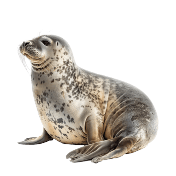 Seal side view full body isolate on transparency background png