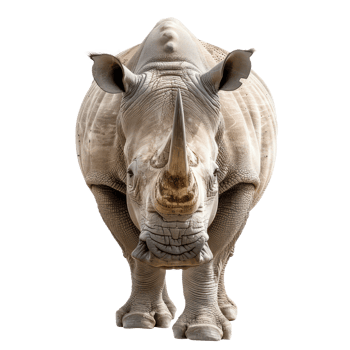 Rhinoceros front view full body isolate on transparency background png