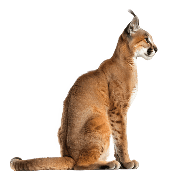 Caracal side view full body isolate on transparency background png