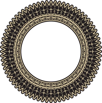 gold and black round Turkish ornament. Ottoman circle, ring, frame. vector