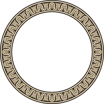 gold and black round classic renaissance ornament. Circle, ring european border, revival style frame. vector