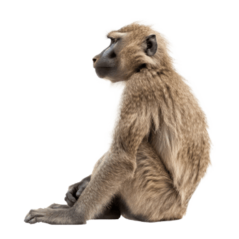 Baboon side view full body isolate on transparency background png