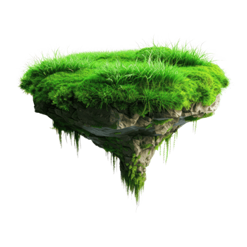 floated Green grass island isolate on transparency background png