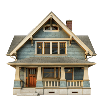 Craftsman House front view full length isolate on transparency background png