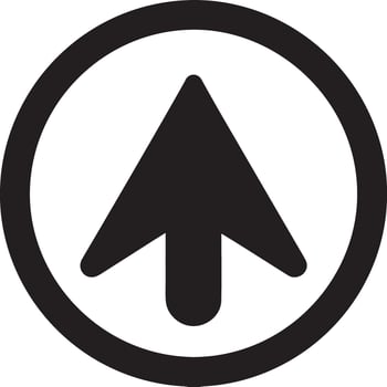 a black and white arrow pointing down in a circle vector