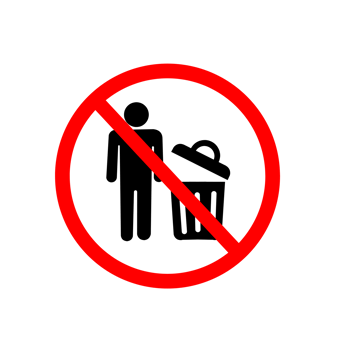 Allowed Throw Rubbish, Waste, Garbage in Bin Symbol. Do Not Throw Trash in Toilet Glyph Icon. Warning Please Drop Litter in Bin Sticker. png