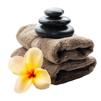 Spa stones, fresh flower and towel isolate on transparency background png