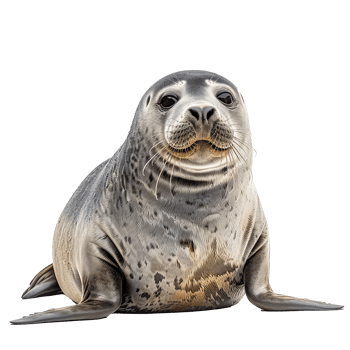 Seal front view full body isolate on transparency background png