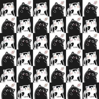 cute cat kids textile pattern vector