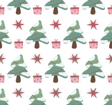 Christmas tree seamless pattern. Repeating pattern for fabric, gift wrap, backgrounds, cards, scrapbook paper and more. vector