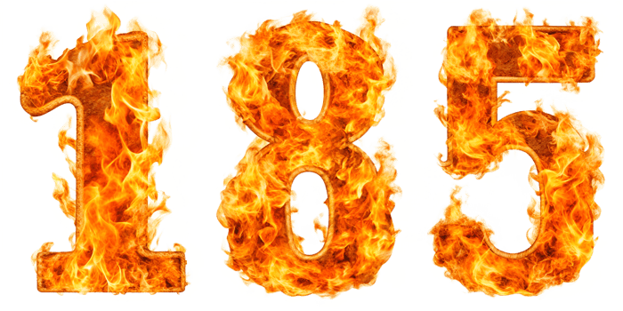 185 Fire Digit Numbers Illustration. Fiery numbers Fire Effect Numbers for Festival Anniversary Decoration on transparent background png