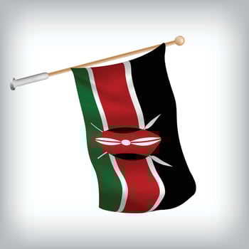 Realistic illustration of Kenya flags waving on the wall. The set is in the collection vector