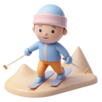 Cute Cartoon Character Skiing Downhill png