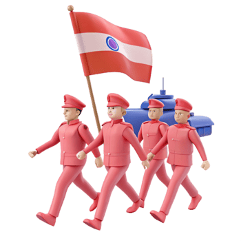 Toy Soldiers Marching with a Tank and Flag png
