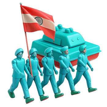 Toy Soldiers Marching with Tank and Flag png
