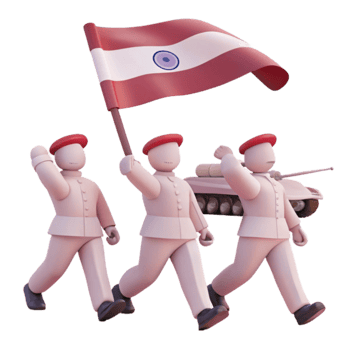 Soldiers Marching with Flag and Tank png
