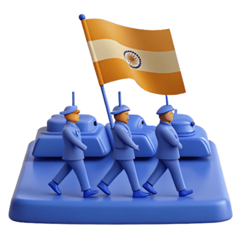 3D Illustration of Soldiers Marching with a Flag png