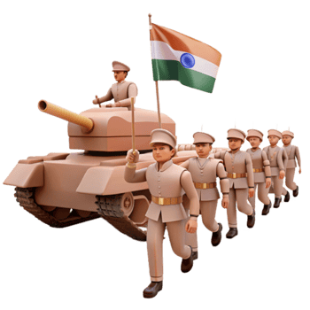 Soldiers Marching Behind Tank with Flag png