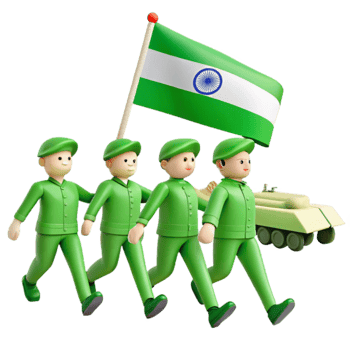 Green Cartoon Soldiers Marching With Flag and Tank png