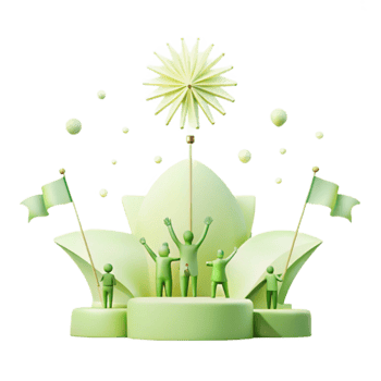 Green Success Reaching for Goals and Achieving Success with Teamwork png