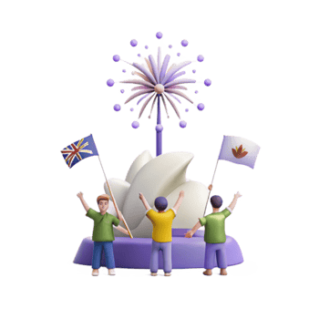 Celebration with Fireworks and Flags png