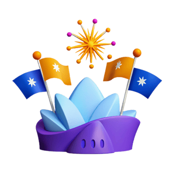 3D Illustration of a Festive Landmark with Flags and Fireworks png