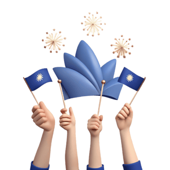 Celebration with Blue Flags and Festive Decorations png