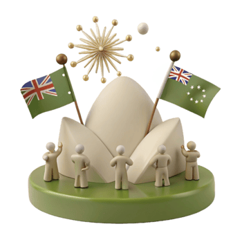 Celebration with Fireworks and Flags png
