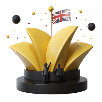 Golden Structure with Flag and Two Figures png