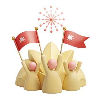 Celebration with Fireworks and Flags png