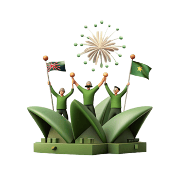 Celebration with Fireworks and Flags png