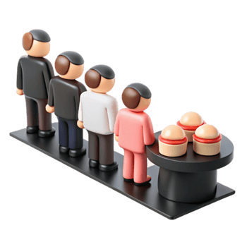 Group of People Waiting in Line for Snacks png