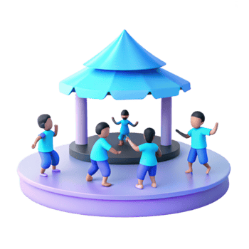 3D Rendered Illustration of Children Dancing Under a Canopy png
