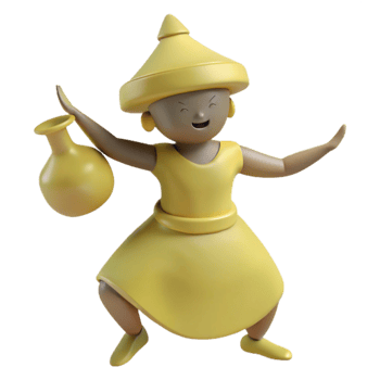 3D Cartoon Character of a Woman Holding a Pot png