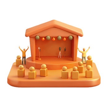 3D Stage with Audience and Performers png