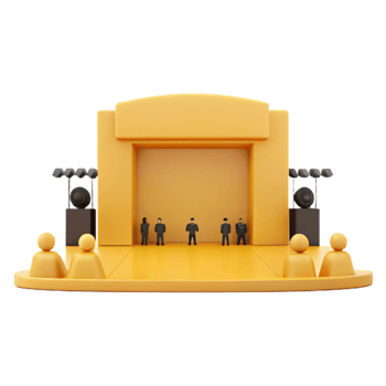 Empty Stage with Sound System and Audience png