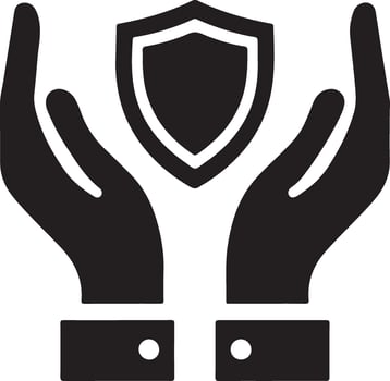 Protecting Hands , Black Color. Stock - Illustration of icon vector