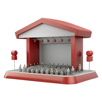 3D Rendering of a Stage with an Audience png