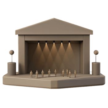 Stage with Miniature Figures and Lights png
