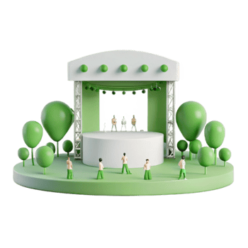 Outdoor Concert Stage with Green Trees and Audience png