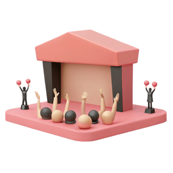 3D Render of Audience Cheering on Stage png