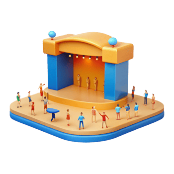 3D Illustration of a Stage with an Audience png