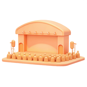 3D Render of a Stage with Audience png