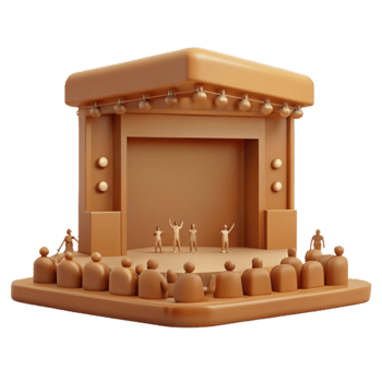 3D Illustration of a Stage with an Audience png