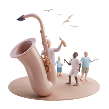 Saxophone Music and Dancing Figures png