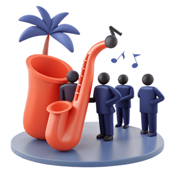 Saxophone Music Party with Palm Tree png