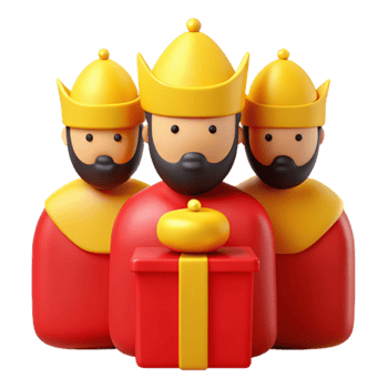 Three Wise Men Holding a Gift Box png