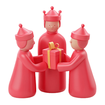 Three 3D Characters Giving a Gift png