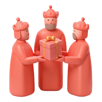 Three 3D Characters Presenting a Gift png