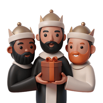 Three Wise Men Holding Gift Box png